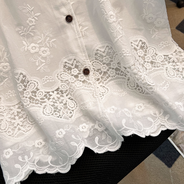 Embroidery tops Korean style small shirt for women