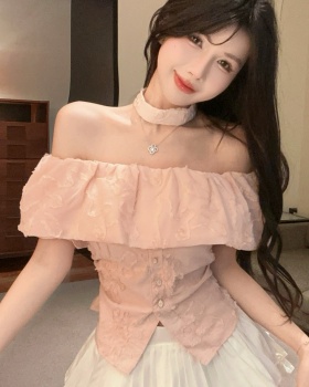 Scarf jacquard lotus leaf edges France style tops
