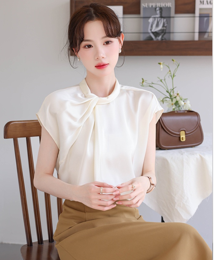 Niche summer commuting tops pleated bubble shirt
