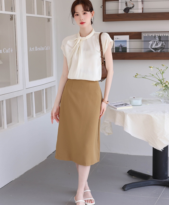 Niche summer commuting tops pleated bubble shirt
