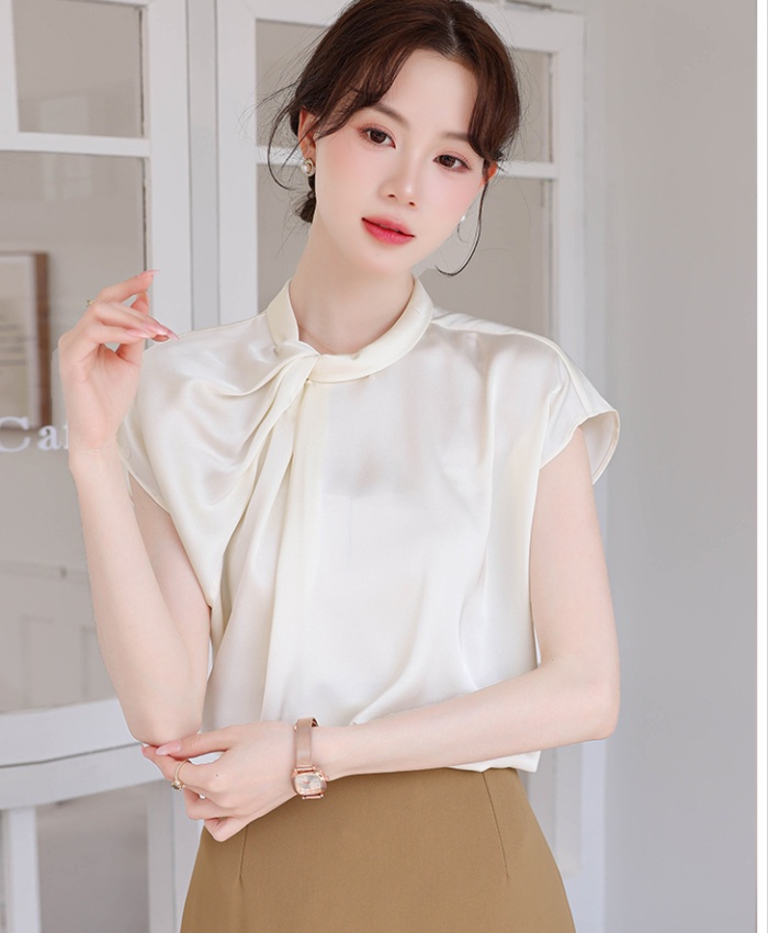 Niche summer commuting tops pleated bubble shirt