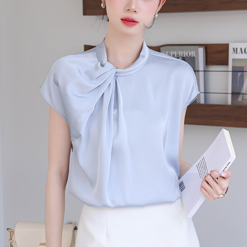 Niche summer commuting tops pleated bubble shirt