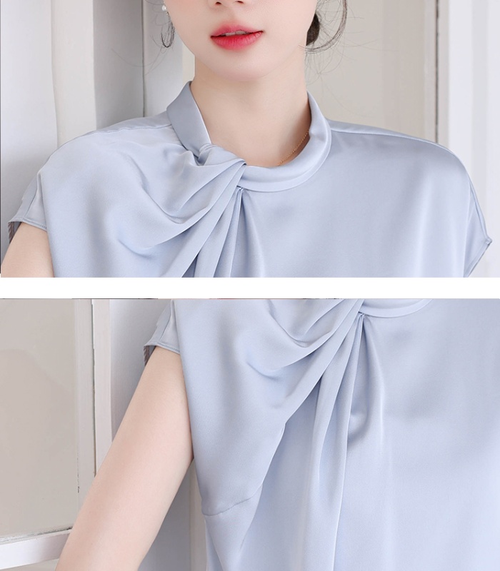 Niche summer commuting tops pleated bubble shirt
