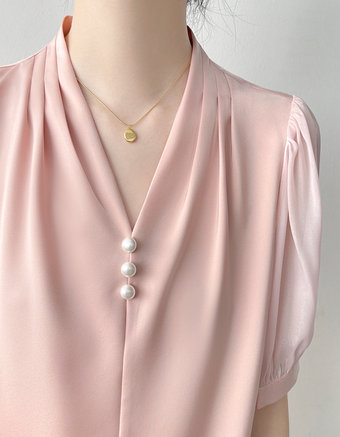 Satin summer tops temperament commuting shirt for women