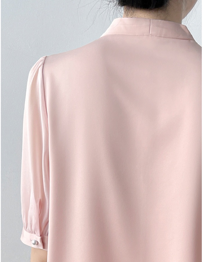 Satin summer tops temperament commuting shirt for women