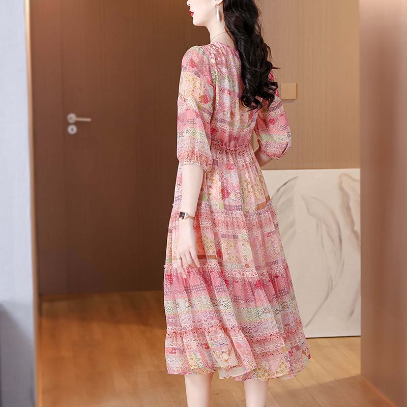 France style summer silk ladies dress