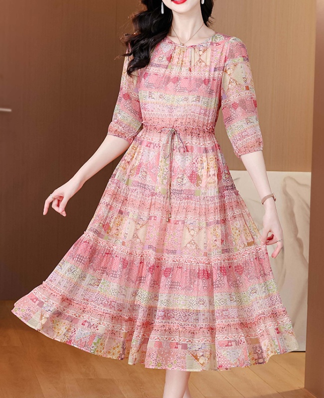 France style summer silk ladies dress