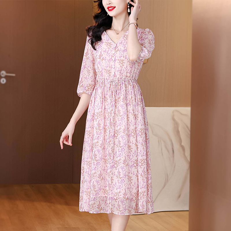 Spring and summer real silk dress