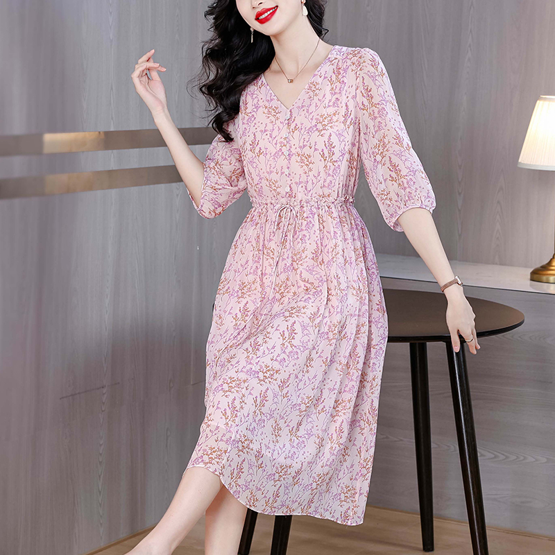 Spring and summer real silk dress