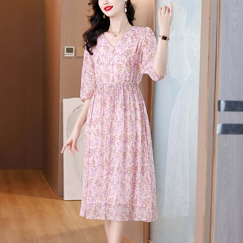 Spring and summer real silk dress