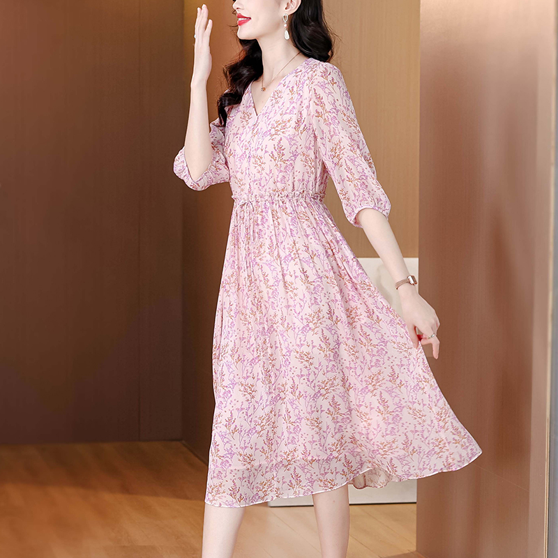 Spring and summer real silk dress