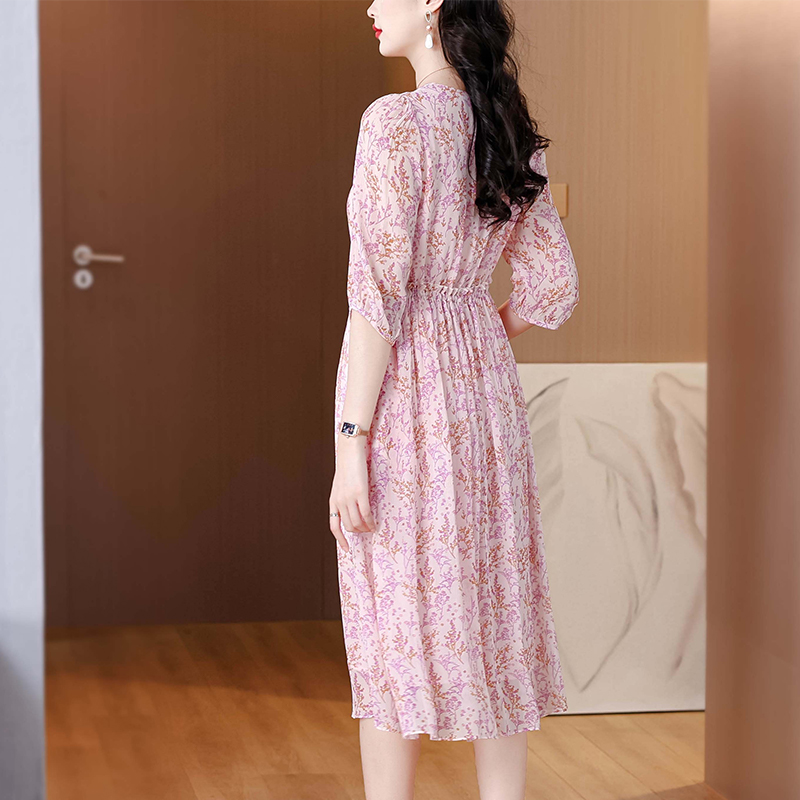 Spring and summer real silk dress