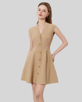 Pleated slim knitted dress summer inside the ride T-back