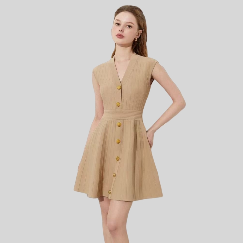 Pleated slim knitted dress summer inside the ride T-back