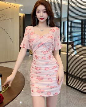 Nightclub slim temperament trumpet sleeves dress for women