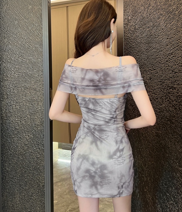 Gauze sling spicegirl rhinestone enticement dress