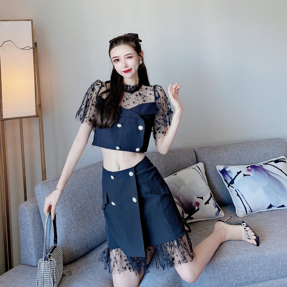 Temperament sexy short skirt fashion tops a set