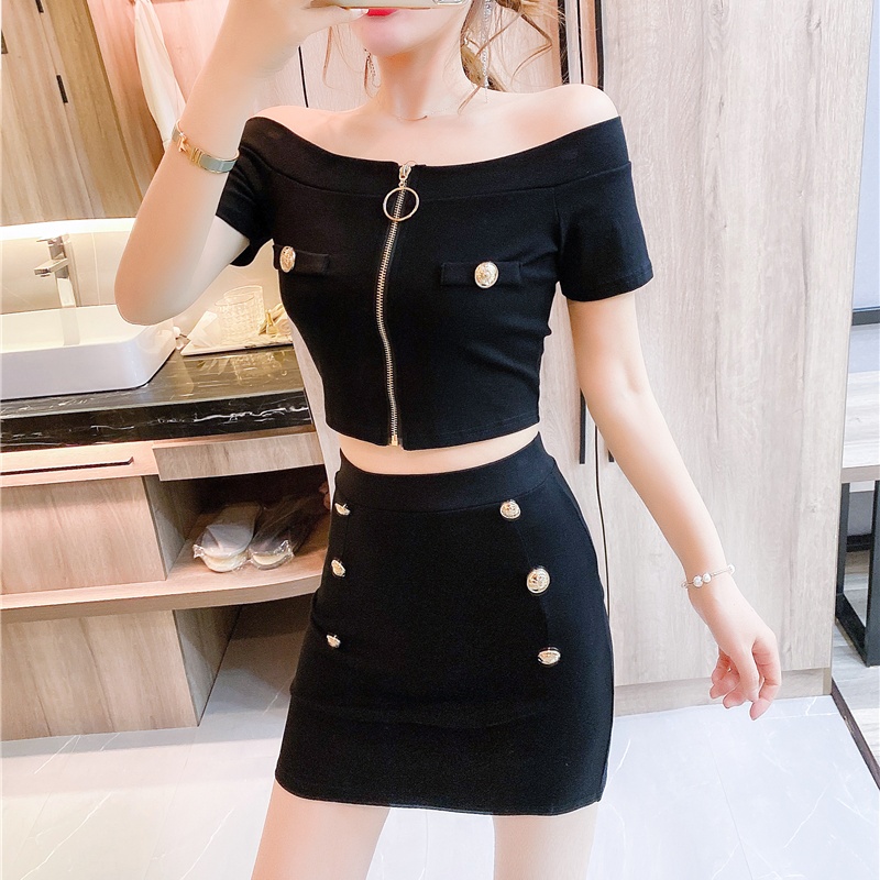 Fashion summer tops tight short skirt a set