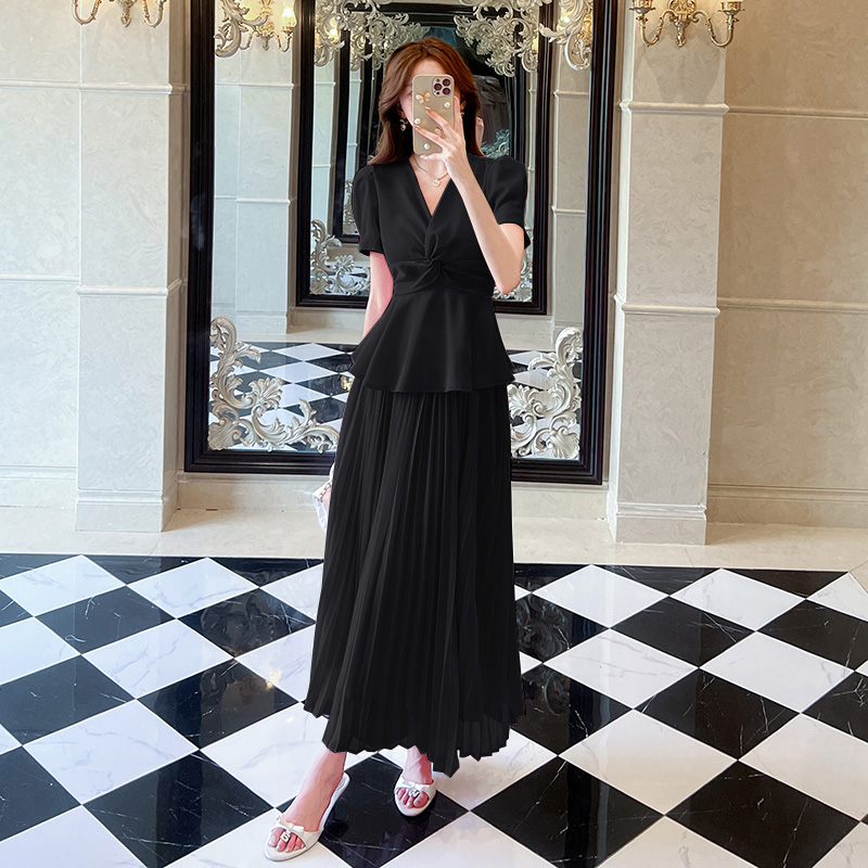 Fashion tops summer long skirt 2pcs set