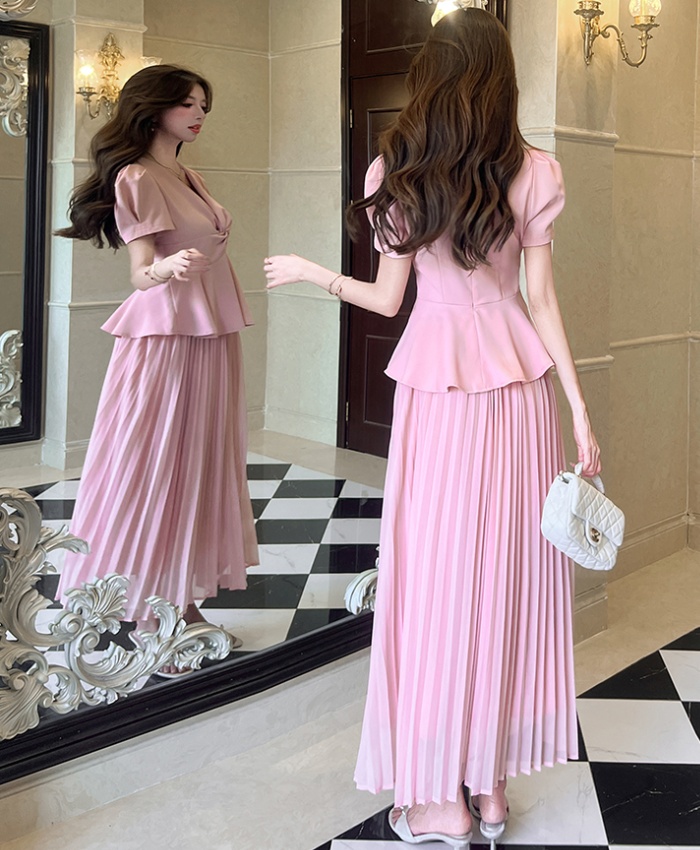 Fashion tops summer long skirt 2pcs set