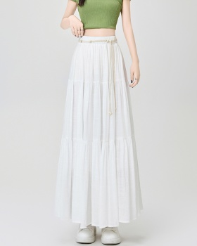 Summer high waist skirt slim ice silk puff skirt for women