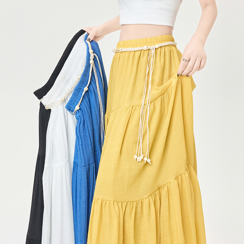 Summer high waist skirt slim ice silk puff skirt for women