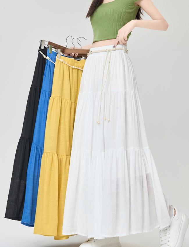 Summer high waist skirt slim ice silk puff skirt for women