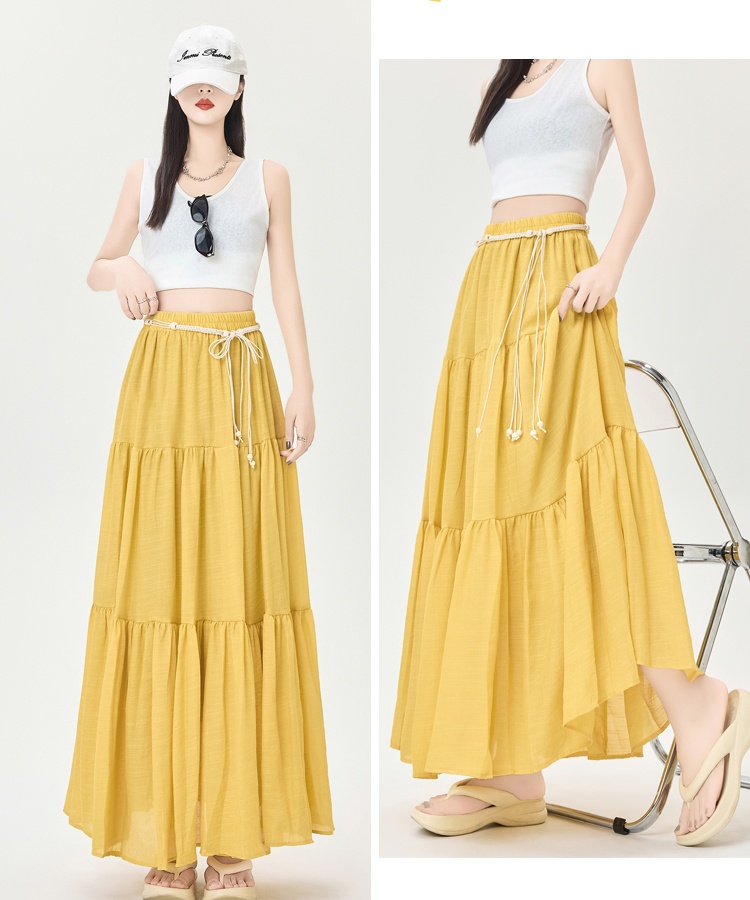 Summer high waist skirt slim ice silk puff skirt for women