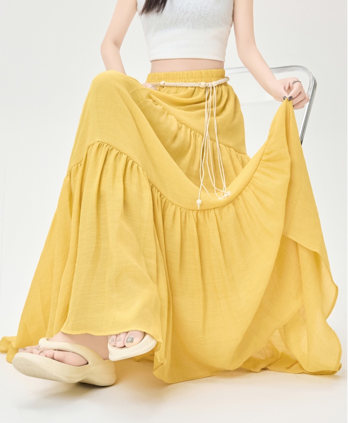 Summer high waist skirt slim ice silk puff skirt for women