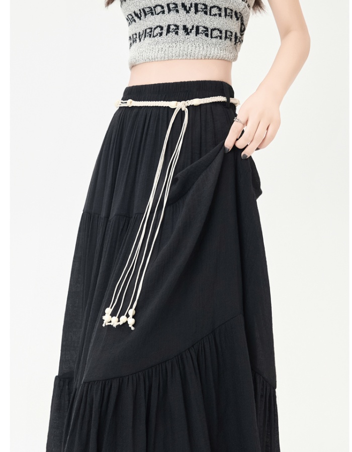 Summer high waist skirt slim ice silk puff skirt for women