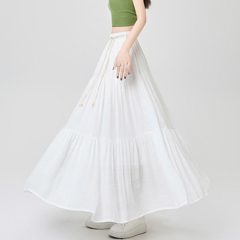 Summer high waist skirt slim ice silk puff skirt for women