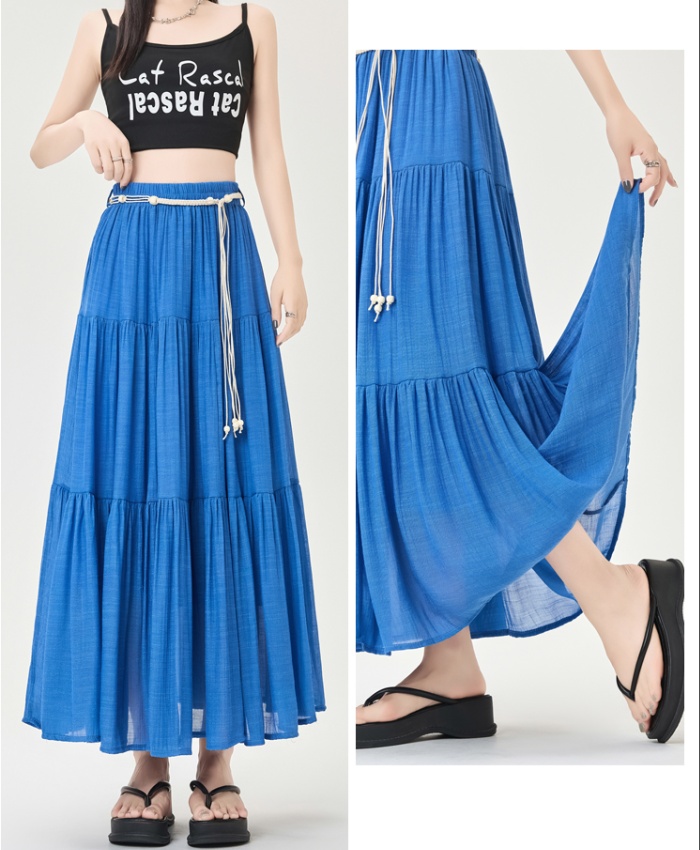 Summer high waist skirt slim ice silk puff skirt for women
