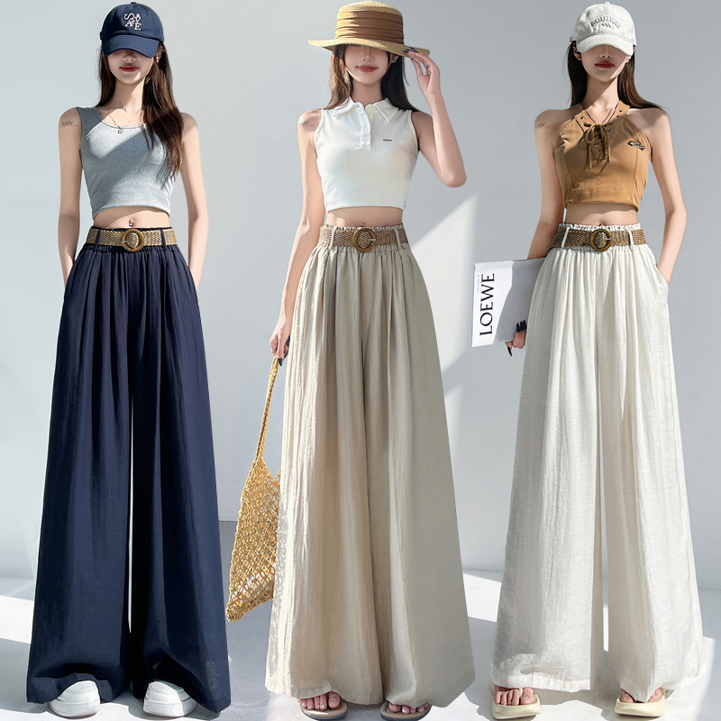Casual lazy pants high waist wide leg pants for women
