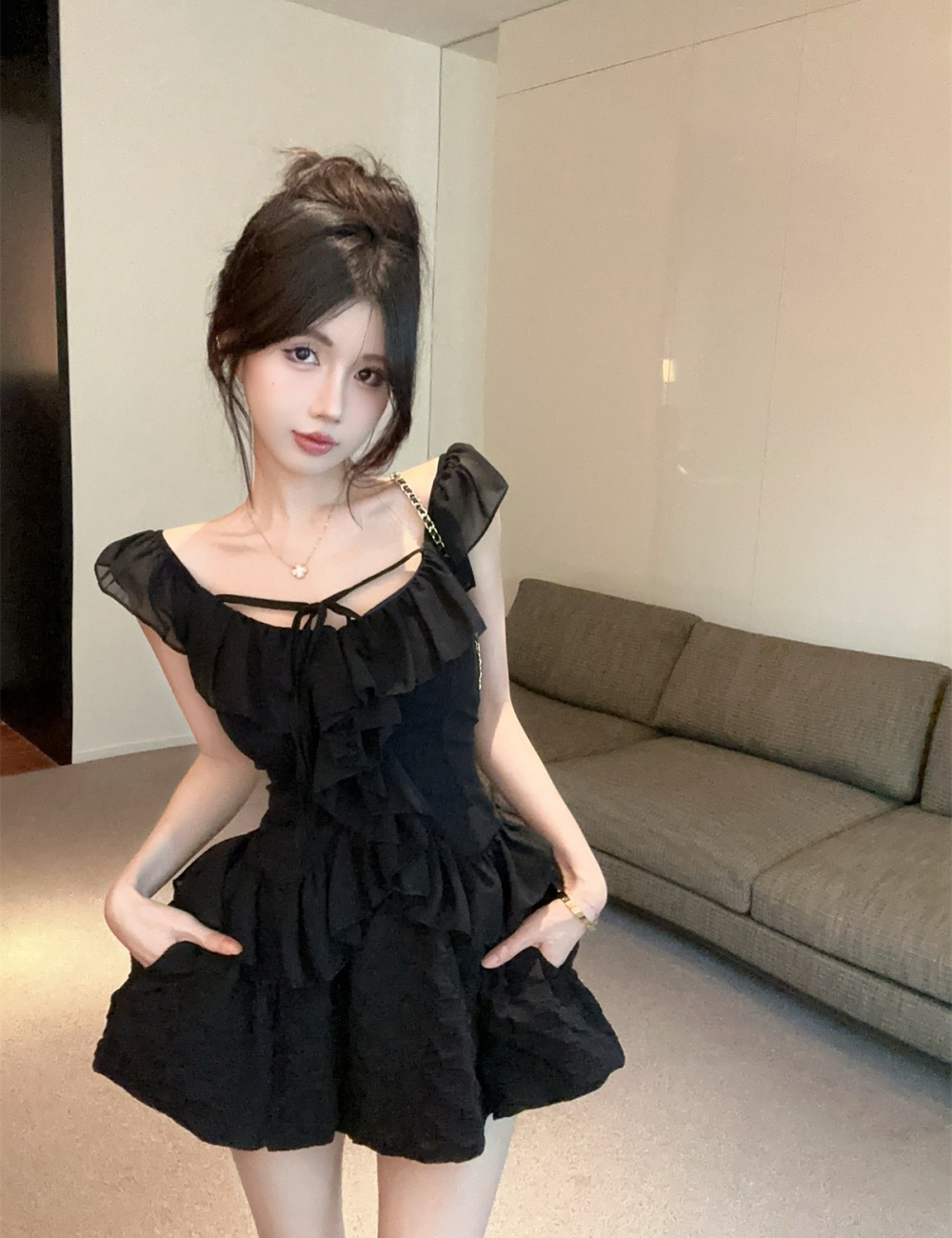 Frenum tops boats sleeve skirt a set for women