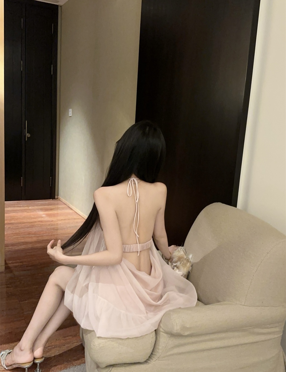 Stereoscopic flowers gauze halter enticement bud tops