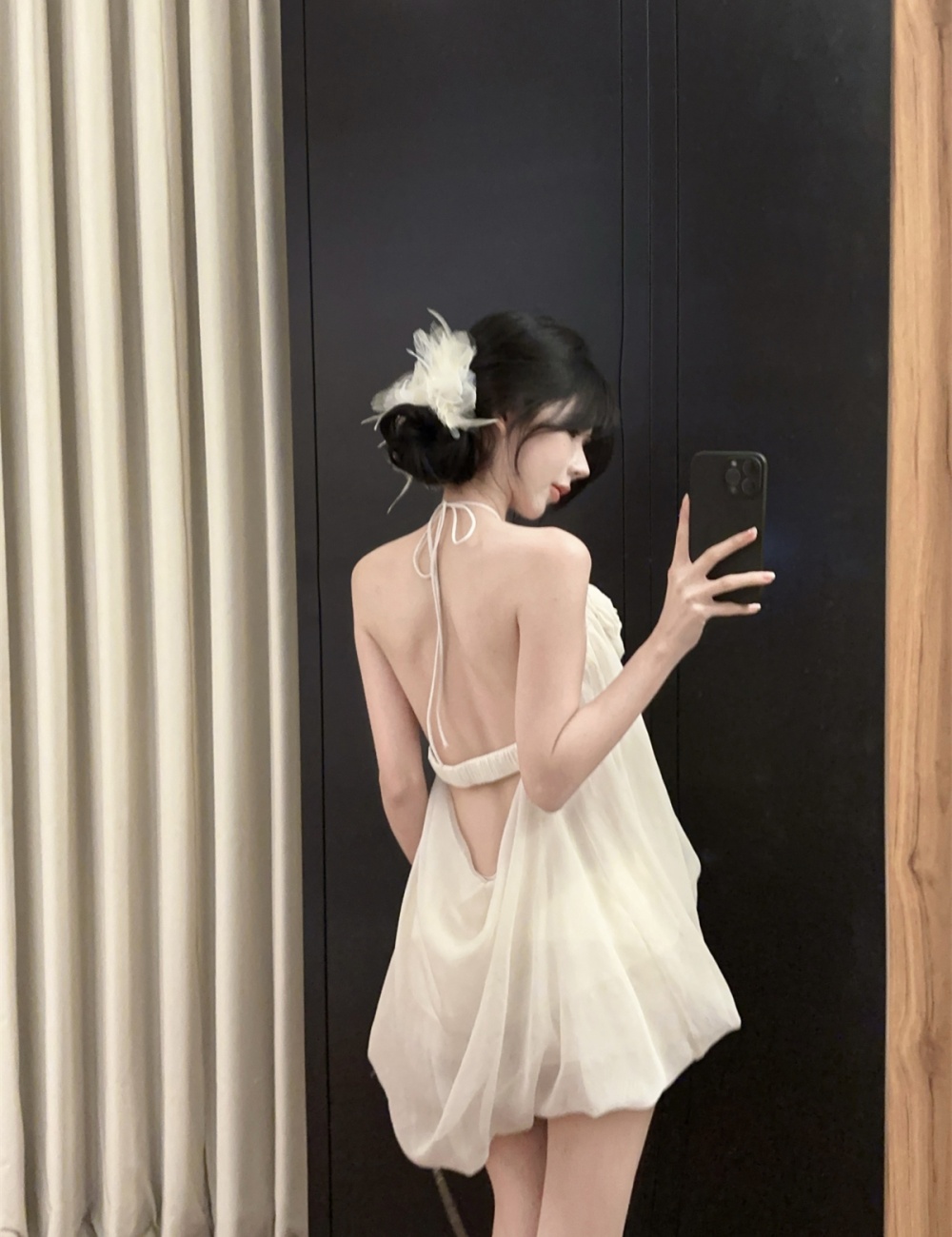 Stereoscopic flowers gauze halter enticement bud tops