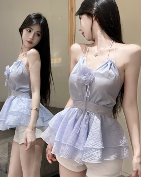 Lotus leaf edges enticement tops halter sling vest