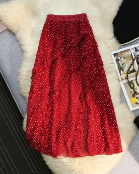 Cake red long skirt irregular A-line skirt for women