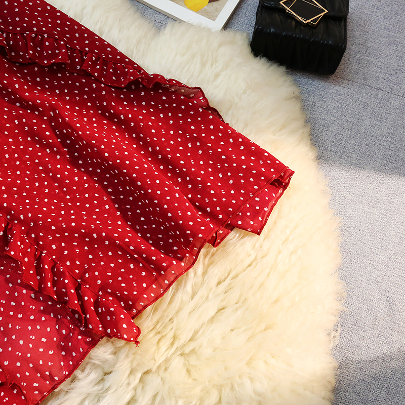 Cake red long skirt irregular A-line skirt for women