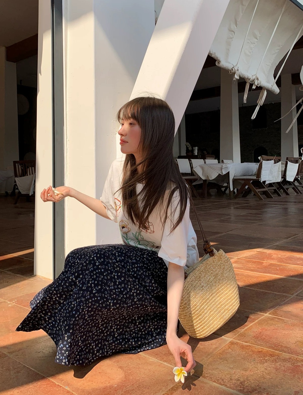 A-line summer long dress splice skirt for women