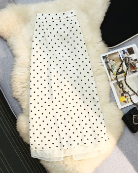 Polka dot summer white long skirt long France style skirt