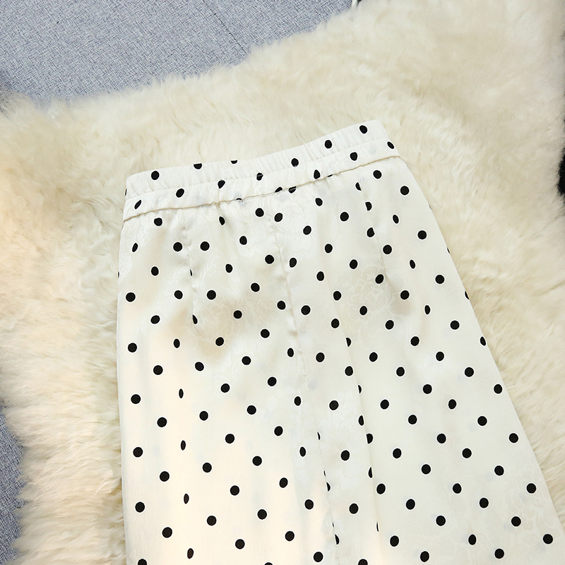 Polka dot summer white long skirt long France style skirt