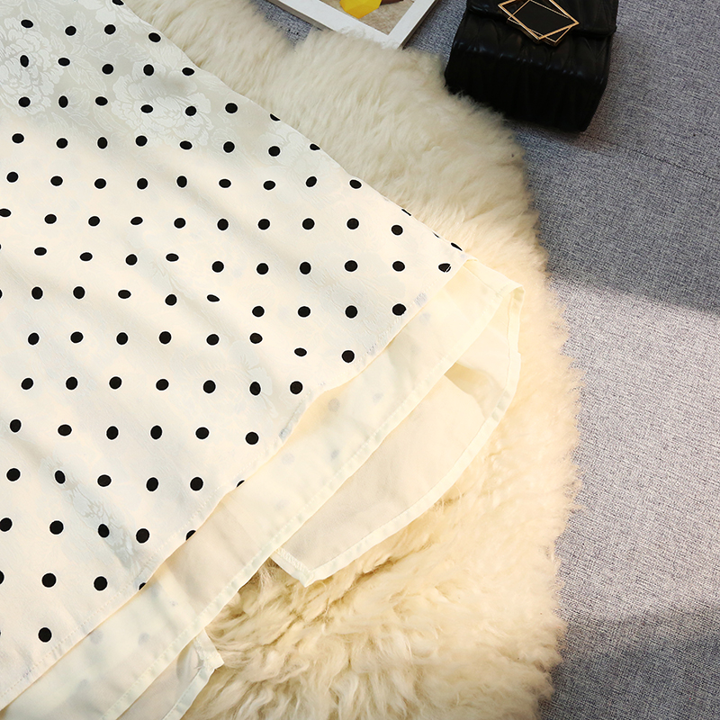 Polka dot summer white long skirt long France style skirt