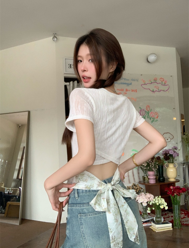 Hollow summer tops tender T-shirt for women