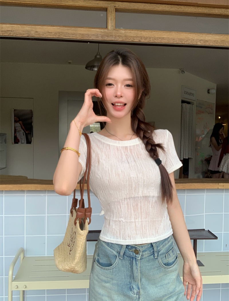 Hollow summer tops tender T-shirt for women