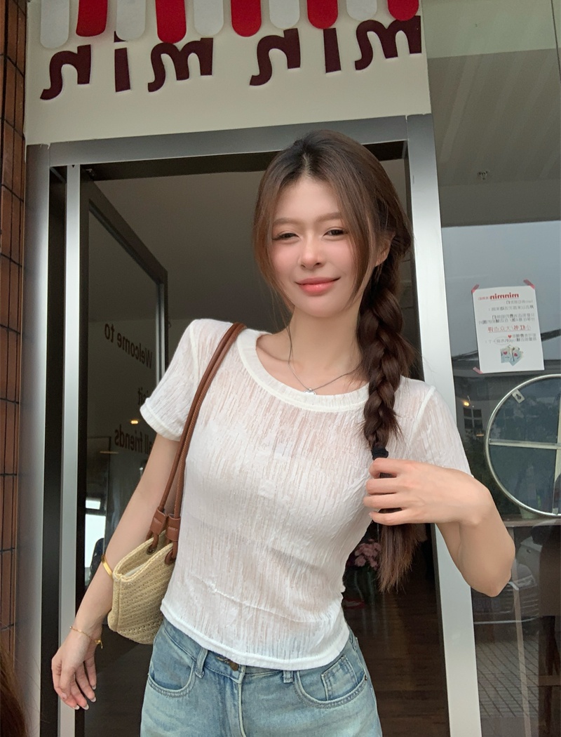 Hollow summer tops tender T-shirt for women