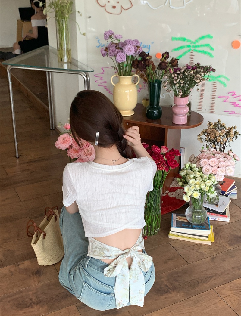 Hollow summer tops tender T-shirt for women