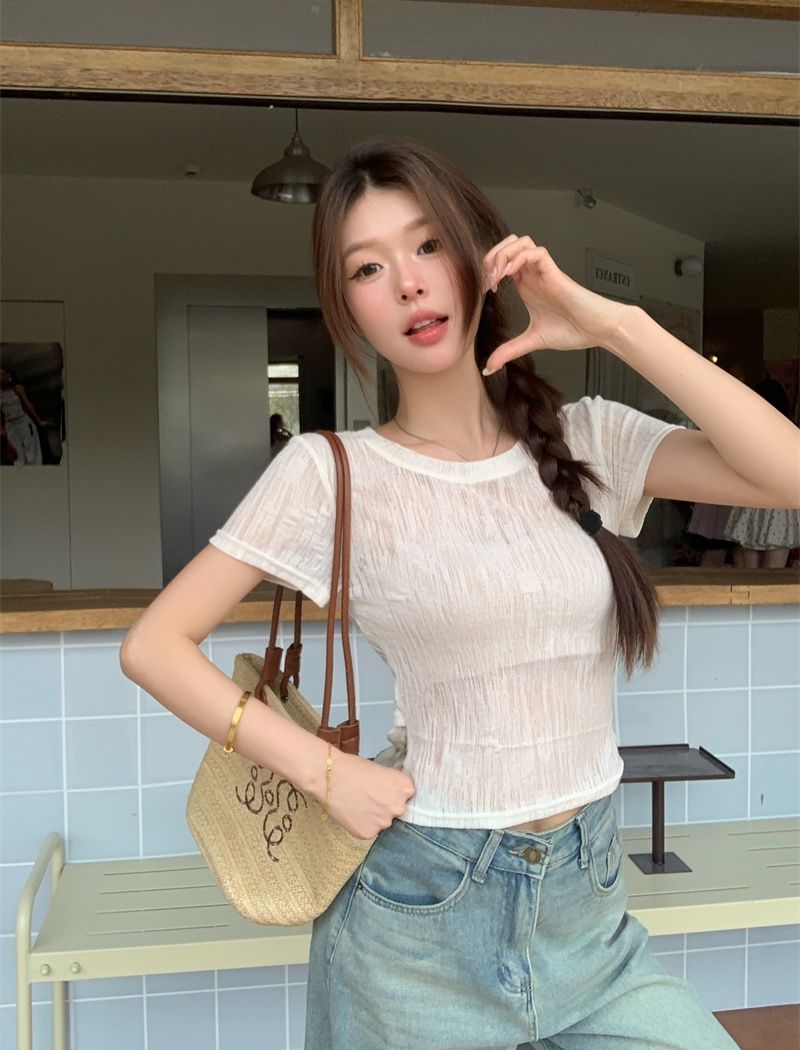 Hollow summer tops tender T-shirt for women