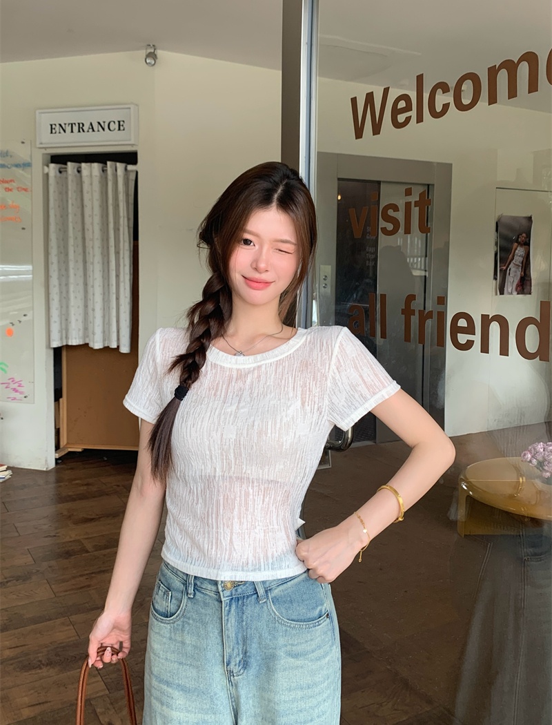 Hollow summer tops tender T-shirt for women