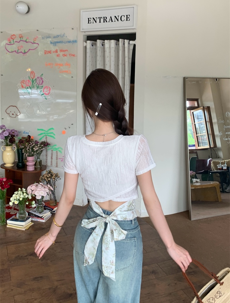 Hollow summer tops tender T-shirt for women